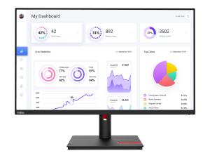 Lenovo ThinkVision T32p-30 - Écran LED - 31.5" - 3840 x 2160 4K - IPS - 350 cd/m² - 1000:1 - HDR10 - 4 ms - HDMI, DisplayPort, USB-C - noir corbeau - Campus - 63D2GAT1EU - Écrans d'ordinateur