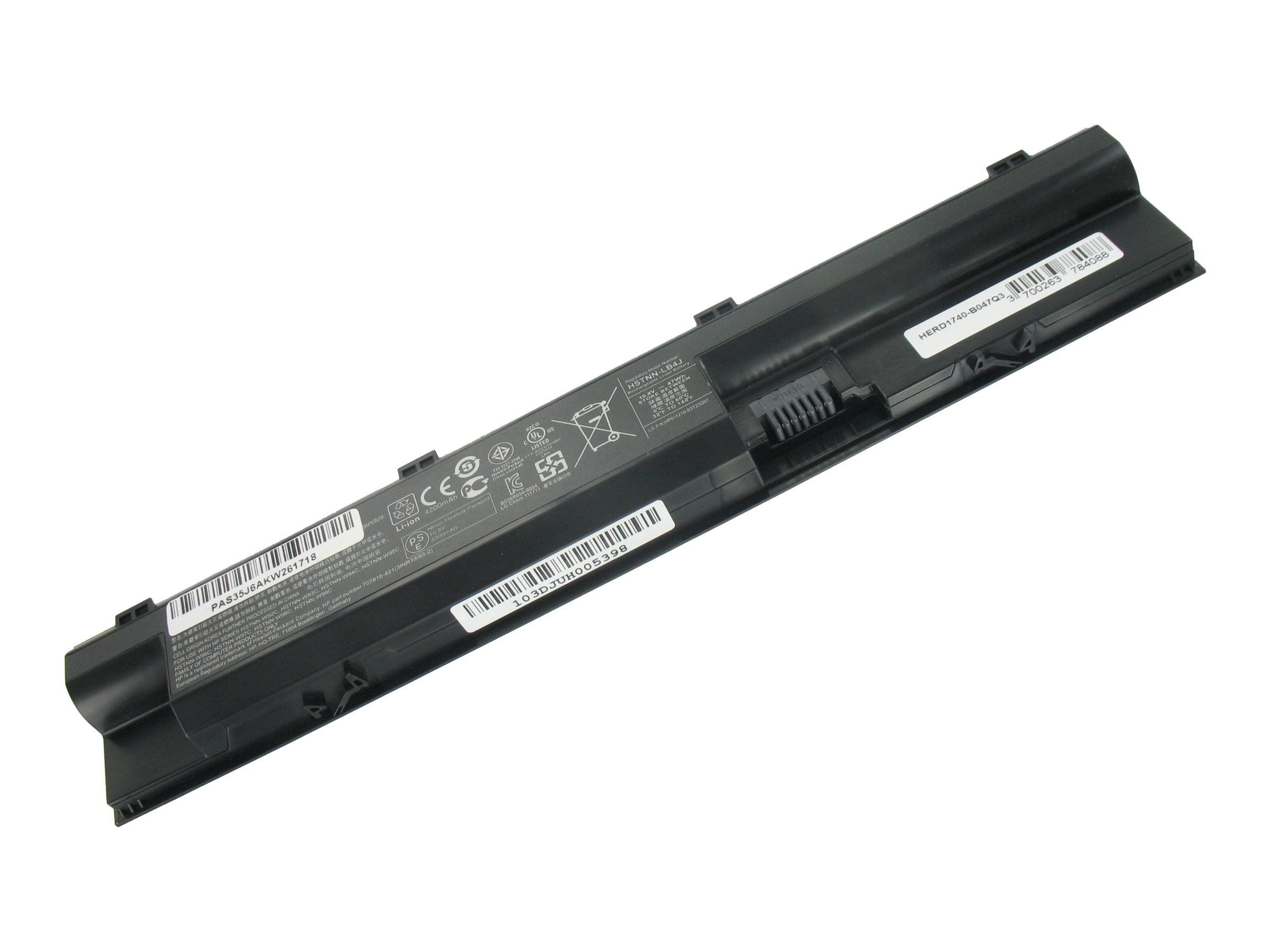 DLH - Batterie de portable (standard) (équivalent à : HP H6L26AA, HP H6L27AA, HP FP06, HP FP09, HP HSTNN-LB4K, HP HSTNN-W92C, HP FP06XL, HP FP09XL, HP H6L27ET) - Lithium Ion - 6 cellules - 5200 mAh - 56 Wh - noir - pour HP ProBook 440 G0, 440 G1, 450 G0, 450 G1, 455 G1, 470 G0, 470 G1, 470 G2 - HERD1740-B056Q3 - Batteries spécifiques