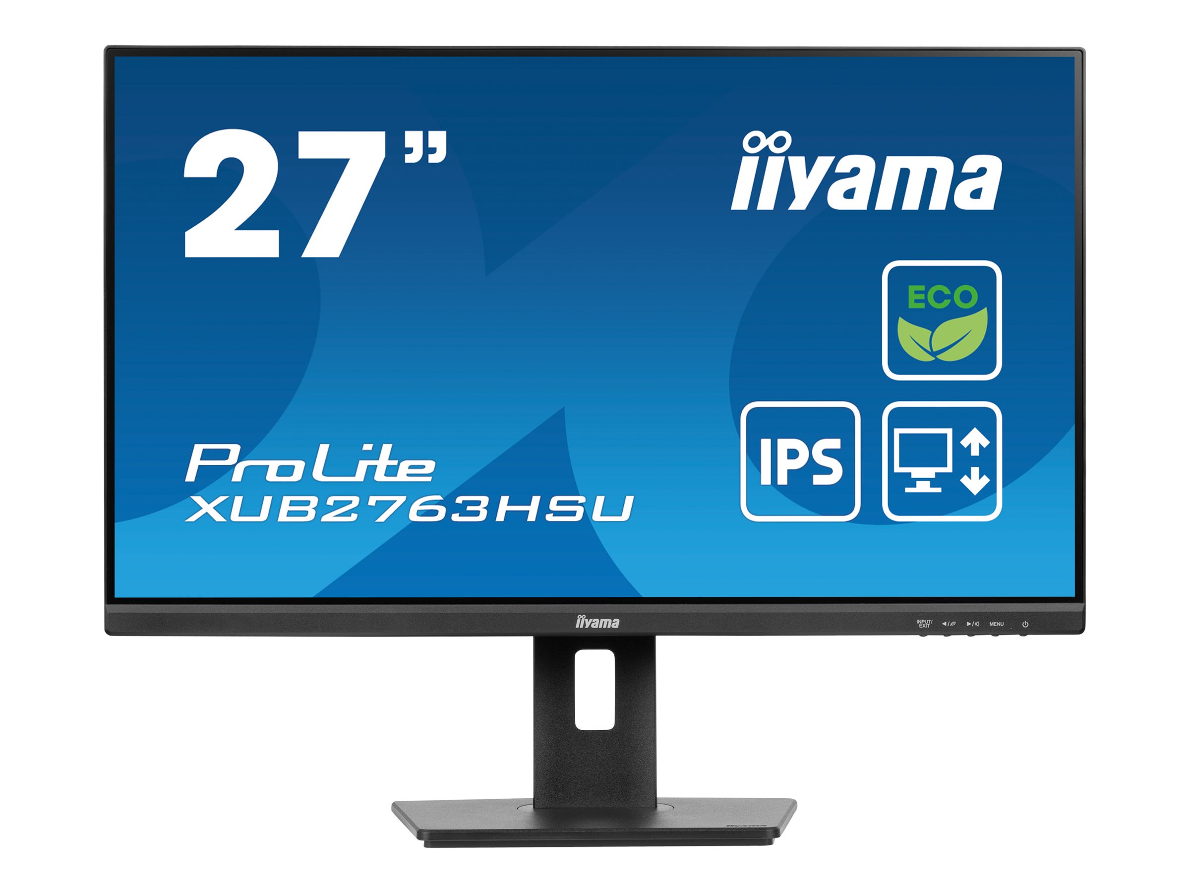 iiyama ProLite XUB2763HSU-B1 - Écran LED - 27" - 1920 x 1080 Full HD (1080p) @ 100 Hz - IPS - 250 cd/m² - 1300:1 - 3 ms - HDMI, DisplayPort - haut-parleurs - noir, mat - XUB2763HSU-B1 - Écrans d'ordinateur