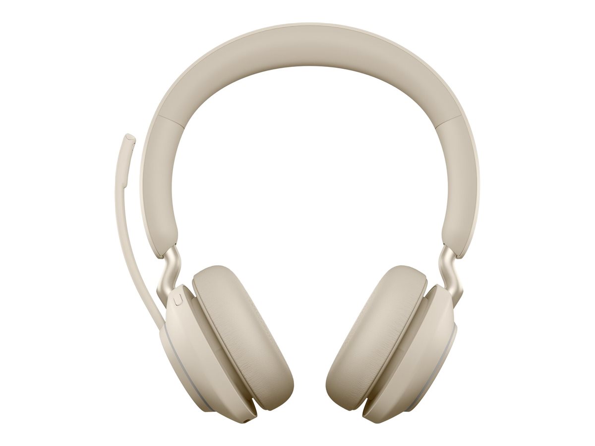 Jabra Evolve2 65 MS Stereo - Micro-casque - sur-oreille - Bluetooth - sans fil - USB-C - isolation acoustique - beige - Certifié pour Microsoft Teams - 26599-999-898 - Écouteurs