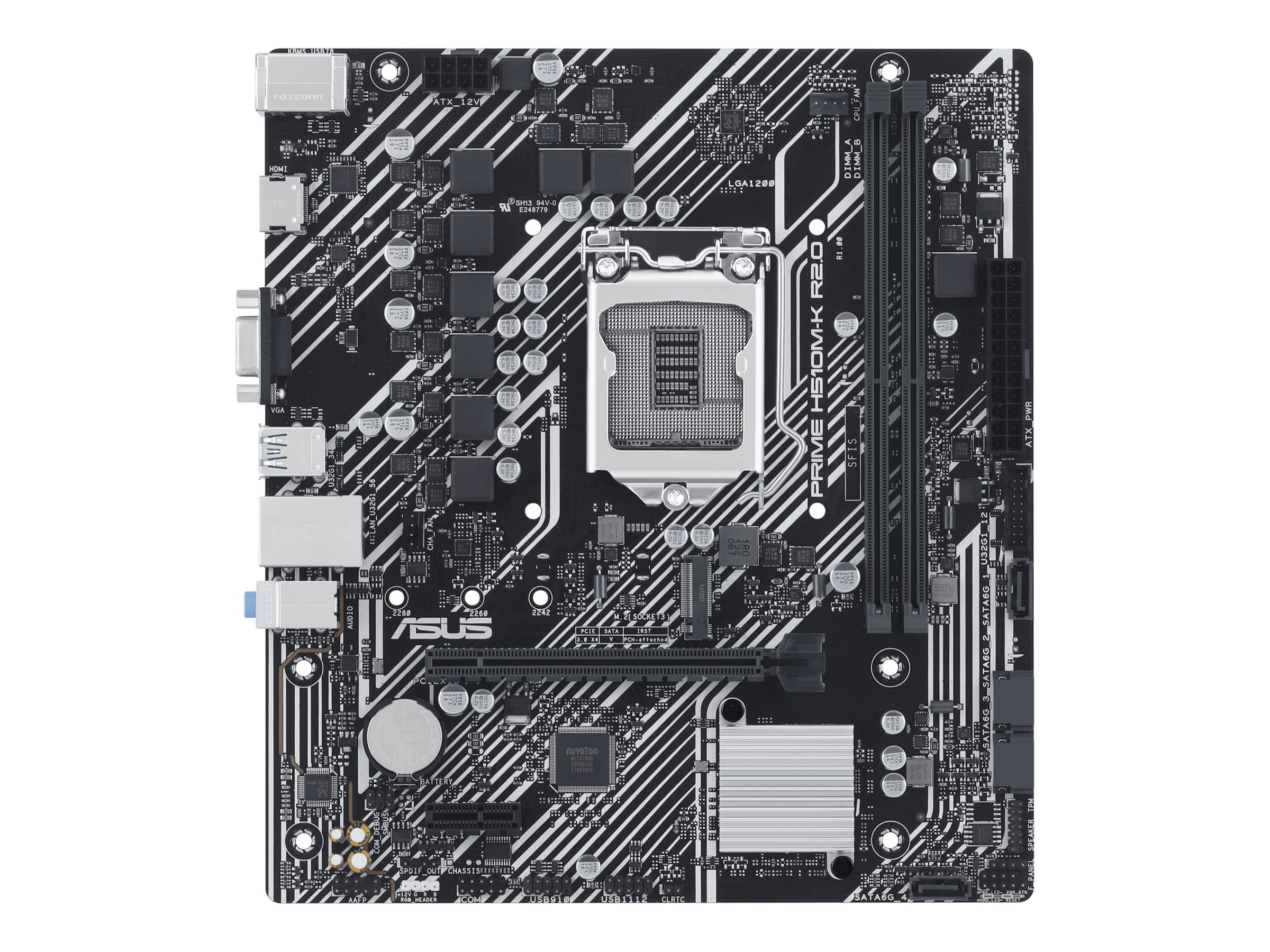 ASUS H510M-K R2.0 - Carte-mère - micro ATX - Socket LGA1200 - H470 Chipset - USB 3.2 Gen 1 - Gigabit LAN - carte graphique embarquée (unité centrale requise) - audio HD (8 canaux) - 90MB1E80-M0EAY0 - Cartes mères (pour processeurs Intel)