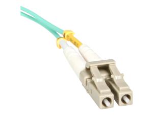 StarTech.com 10m (30ft) LC/UPC to LC/UPC OM3 Multimode Fiber Optic Cable, Full Duplex 50/125Âµm Zipcord Fiber Cable, 100G Networks, LOMMF/VCSEL, <0.3dB Low Insertion Loss - LSZH Fiber Patch Cord - Cordon de raccordement - LC multi-mode (M) pour LC multi-mode (M) - 10 m - fibre optique - duplex - 50 / 125 microns - turquoise - pour P/N: MASFP10GBSR, SFP10GBLRMST, SFP10GBSRST, SFP10GSRSST, SFP10GSRXST, SV565FXHD4KU - A50FBLCLC10 - Câblesenfibres