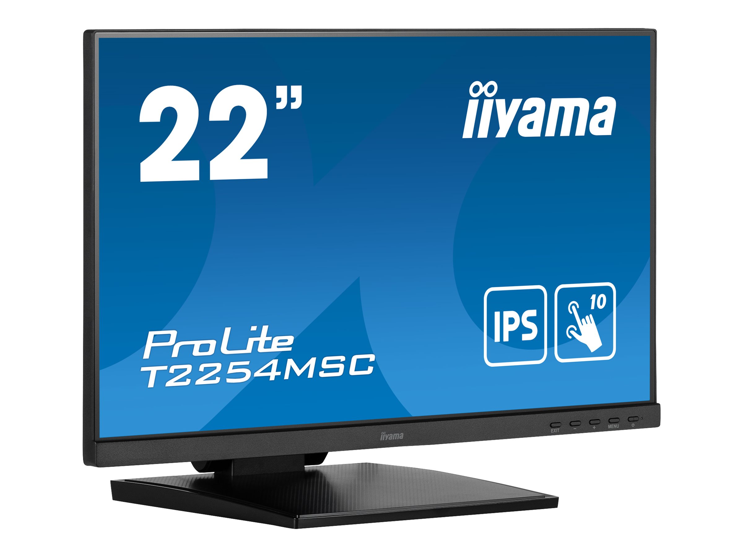 iiyama ProLite T2254MSC-B1AG - Écran LED - 22" (21.5" visualisable) - écran tactile - 1920 x 1080 Full HD (1080p) @ 60 Hz - IPS - 250 cd/m² - 1000:1 - 4 ms - HDMI, DisplayPort - haut-parleurs - noir mat - T2254MSC-B1AG - Écrans d'ordinateur