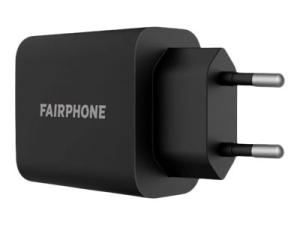 Fairphone - Adaptateur secteur - 30 Watt - 2 connecteurs de sortie (USB, 24 pin USB-C) - noir - Europe - ACCHAR-202-EU1 - Batteries et adaptateurs d'alimentation pour téléphone cellulaire