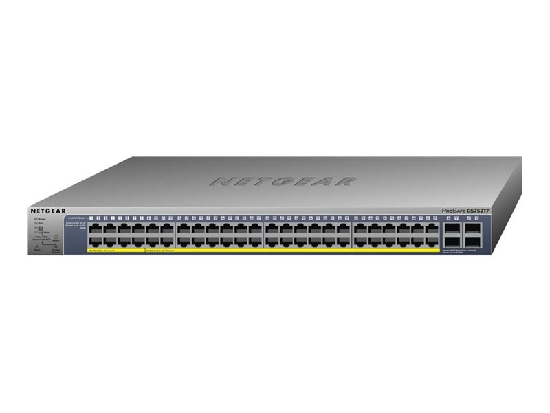 NETGEAR Smart GS752TP - Commutateur - L3 Lite - intelligent - 8 x 10/100/1000 (PoE+) + 40 x 10/100/1000 (PoE) + 4 x SFP - de bureau, Montable sur rack - PoE+ (384 W) - GS752TP-300EUS - Concentrateurs et commutateurs gigabit