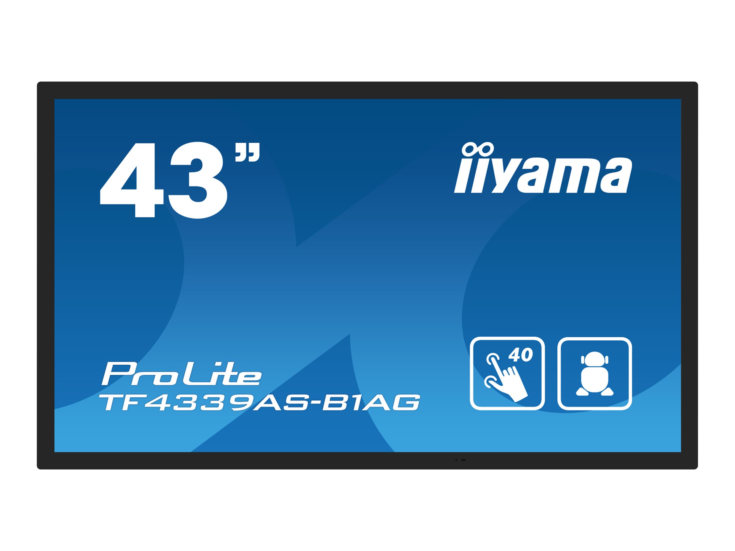 iiyama ProLite TF4339AS-B1AG - Classe de diagonale 43" (42.5" visualisable) écran LCD rétro-éclairé par LED - signalisation numérique - avec lecteur de média intégré et écran tactile (multipoint) - 4K UHD (2160p) 3840 x 2160 - cadre noir avec finition mate - TF4339AS-B1AG - Écrans LCD/LED grand format