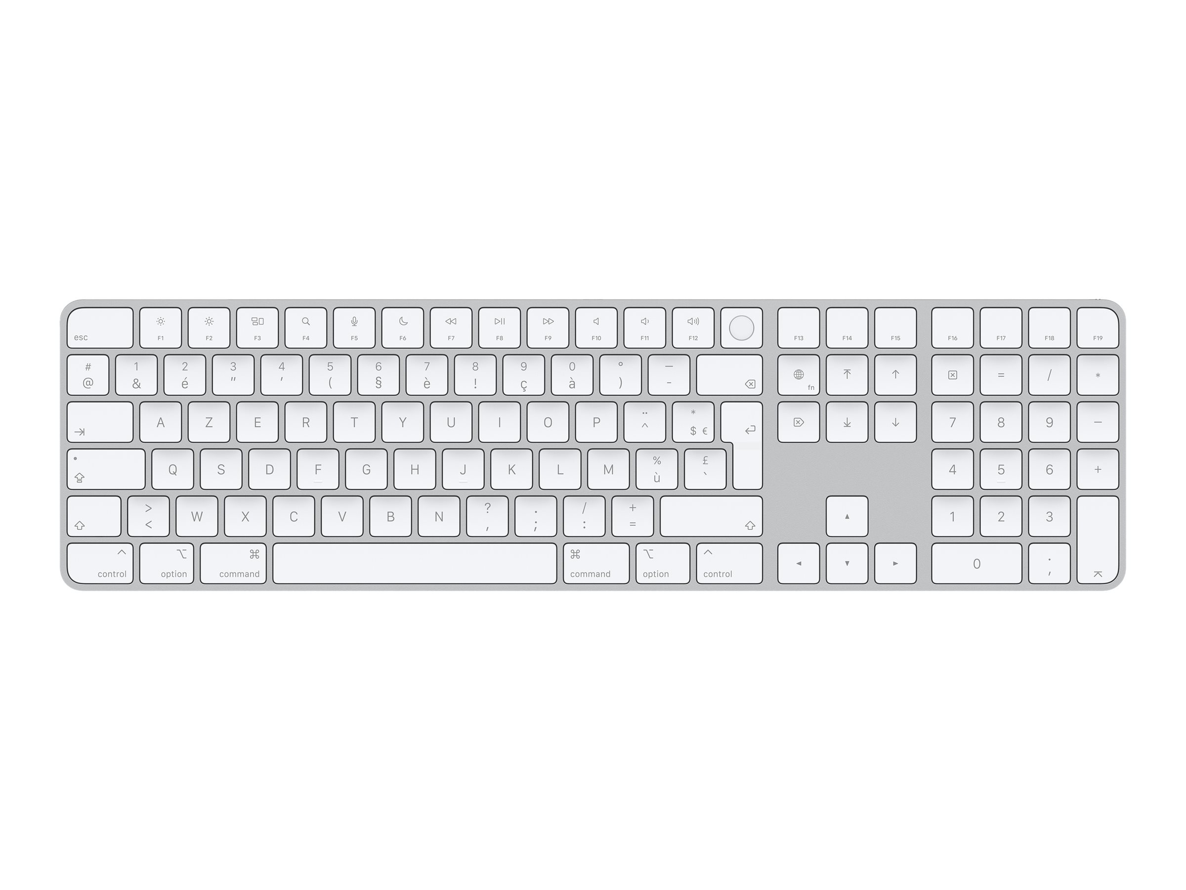 Apple Magic Keyboard with Touch ID and Numeric Keypad - Clavier - Bluetooth, USB-C - AZERTY - Français - MK2C3F/A - Claviers