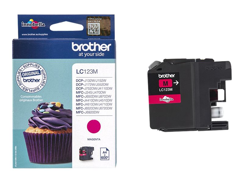 Brother LC123M - À rendement élevé - magenta - original - cartouche d'encre - pour Brother DCP-J100, J105, J132, J152, J552, J752, MFC-J245, J470, J650, J6520, J6720, J6920 - LC123M - Cartouches d'imprimante