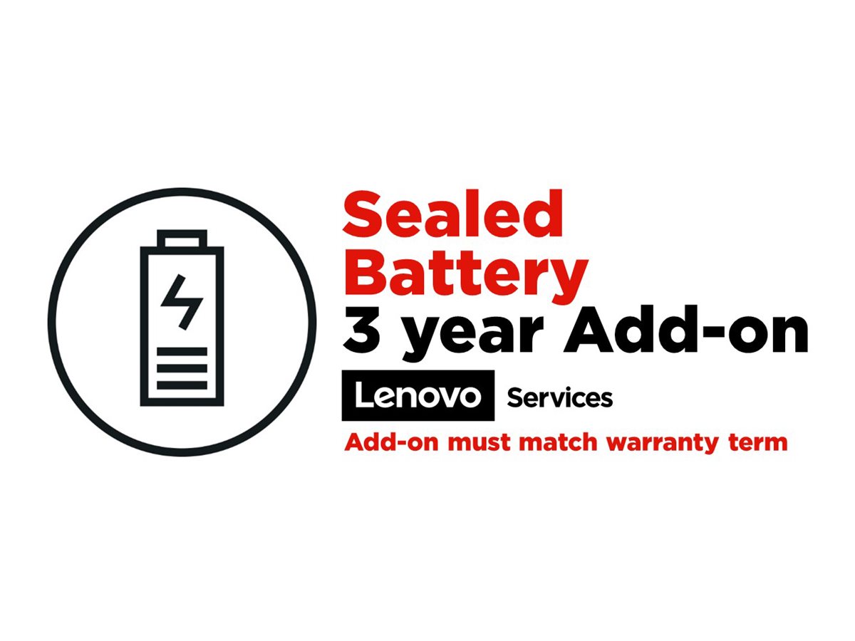 Lenovo Sealed Battery Add On - Rechange de batterie - 3 années - pour ThinkPad P1; P1 (2nd Gen); P1 Gen 4; P16 Gen 1; P17 Gen 1; P43; P50; P51; P52; P53; P72 - 5WS0V07085 - Options de service informatique
