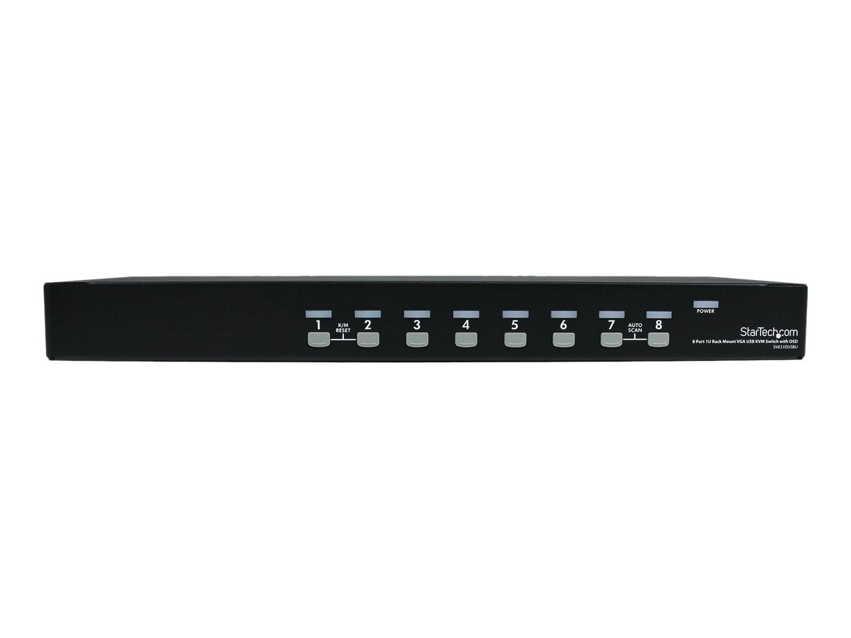 StarTech.com Switch KVM USB VGA 8 ports à montage en rack 1U avec OSD - Commutateur KVM - 8 x KVM port(s) - 1 utilisateur local - de bureau - pour P/N: RK3236BKF, RKCONS1701, RKCONS17HD, RKCONS1901, RKCONS1908K, RKCONS1916K, RKQMCAB12V2 - SV831DUSBU - Commutateurs KVM