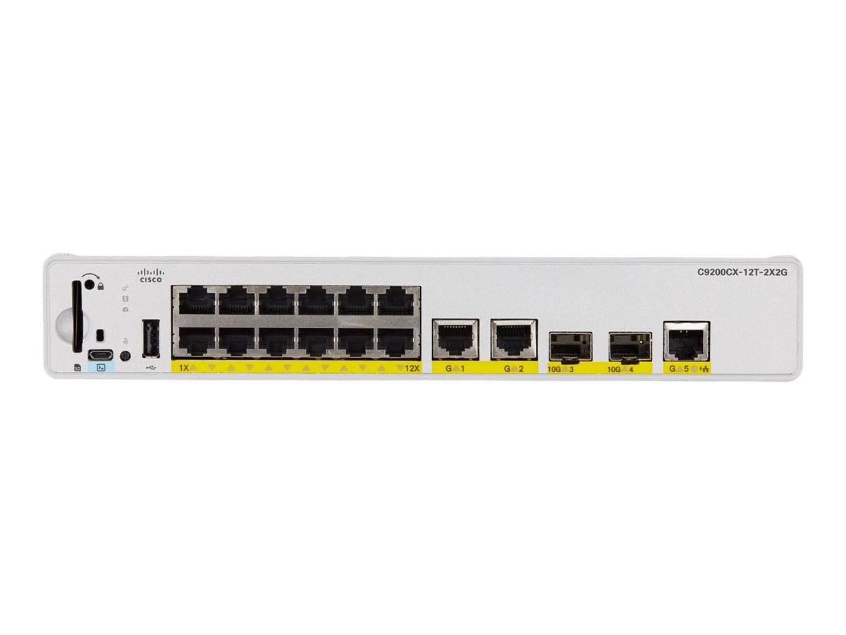 Cisco Catalyst 9200CX - Network Essentials - commutateur - compact - C3 - Géré - 12 x 1000Base-T + 3 x 1000Base-T + 2 x 1 gigabit/10 gigabit SFP+ (liaison montante) - Montable sur rack - UPOE+ - C9200CX-12T-2X2G-E - Concentrateurs et commutateurs gigabit