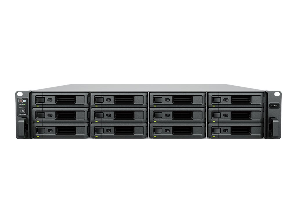 Synology SA3410 - Serveur NAS - 12 Baies - rack-montable - SATA 6Gb/s / SAS - RAID RAID 0, 1, 5, 6, 10, JBOD, RAID F1 - RAM 16 Go - Gigabit Ethernet / 10 Gigabit Ethernet - iSCSI support - 2U - SA3410 - NAS