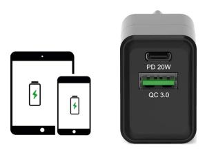 PORT Connect Wall charger - Adaptateur secteur - 24 Watt - 2 connecteurs de sortie (USB, 24 pin USB-C) - Europe - 900069-EU - Adaptateurs électriques et chargeurs