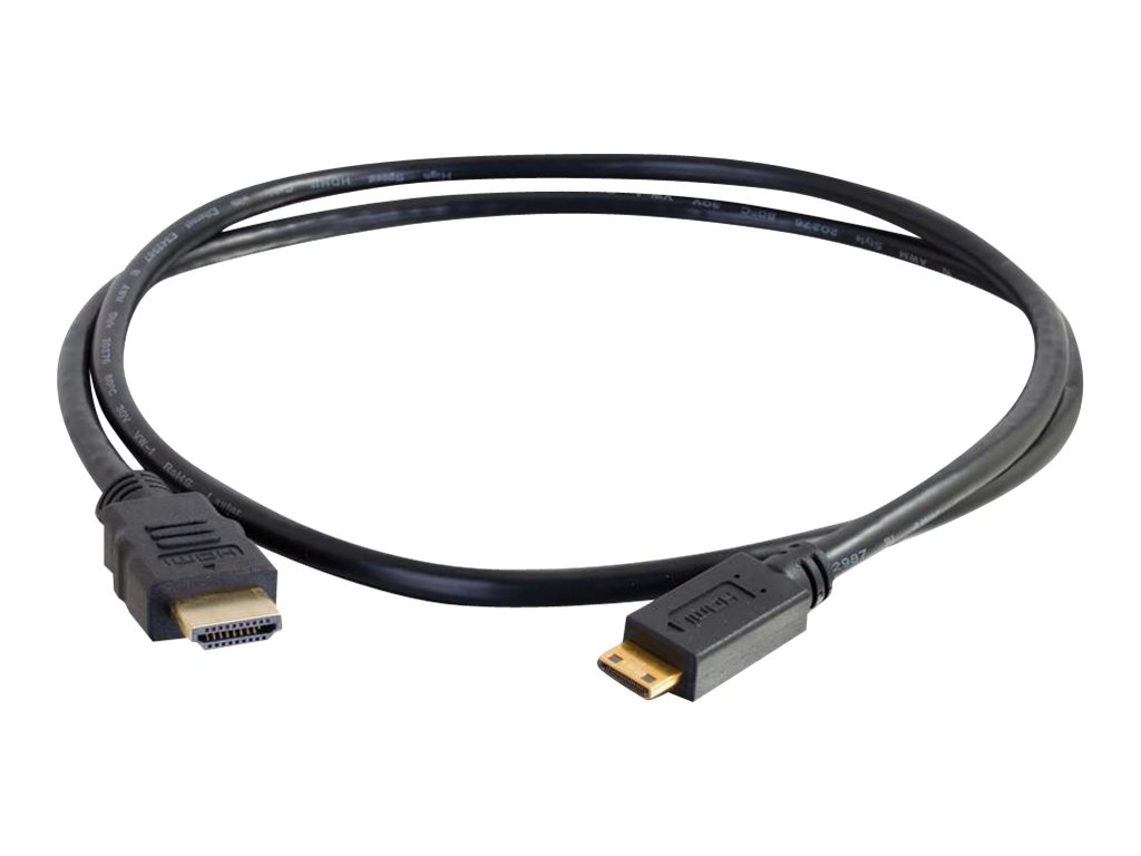 C2G Value Series 1.5m High Speed HDMI to HDMI Mini Cable with Ethernet - 4K - UltraHD - Câble HDMI avec Ethernet - 19 pin mini HDMI Type C mâle pour HDMI mâle - 1.5 m - noir - 81999 - Accessoires pour systèmes audio domestiques