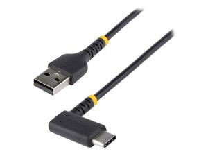 StarTech.com 1ft (30cm) USB A to C Charging Cable Right Angle, Heavy Duty Fast Charge USB-C Cable, USB 2.0 A to Type-C, Durable and Rugged Aramid Fiber, 3A, S20/iPad/Pixel - High Quality USB Charging Cord (R2ACR-30C-USB-CABLE) - Câble USB - USB (M) droit pour 24 pin USB-C (M) angle droit - Thunderbolt 3 / USB 2.0 - 3 A - 30 cm - noir - R2ACR-30C-USB-CABLE - Câbles USB