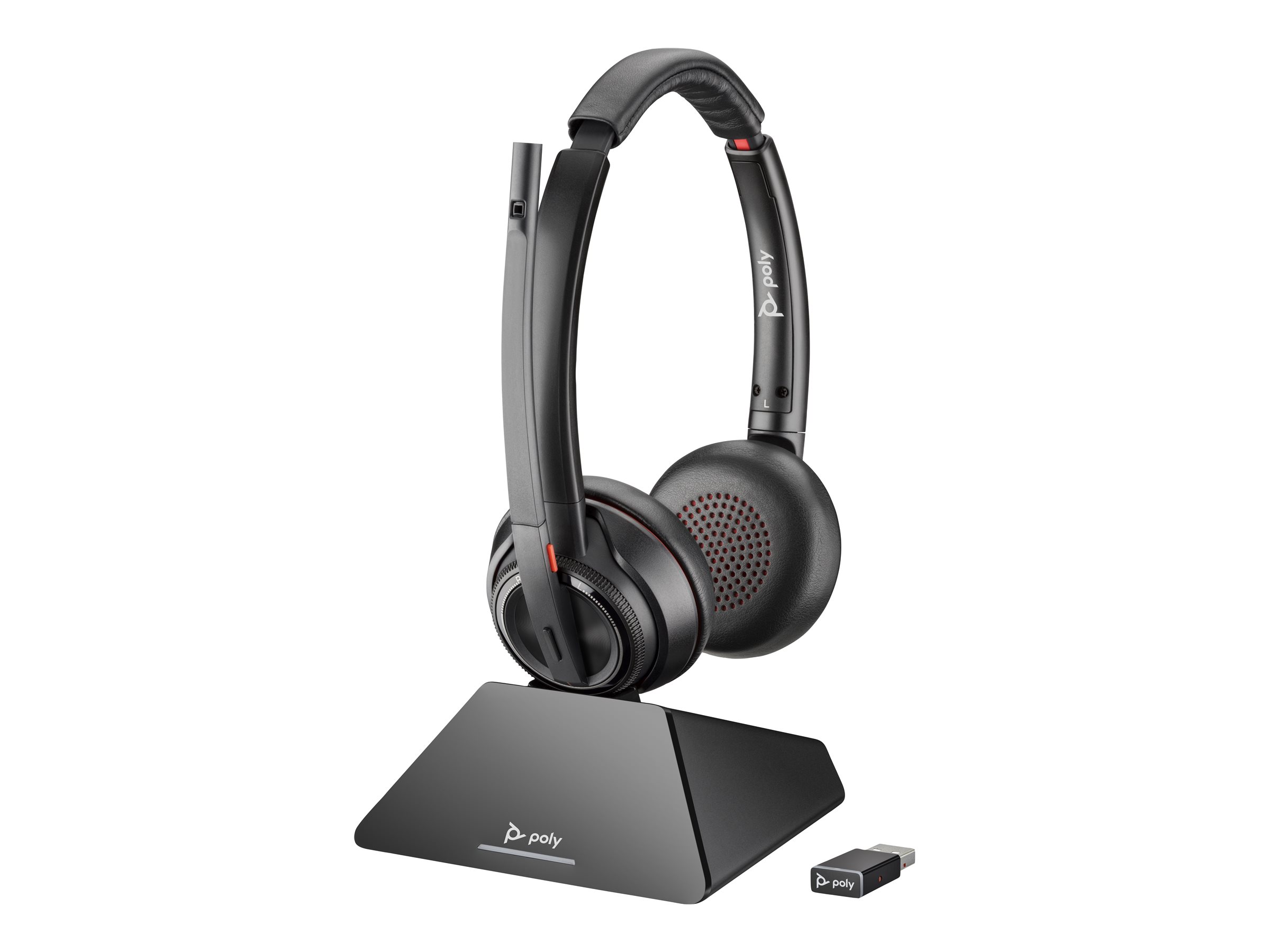 Poly Savi 8220 - Savi 8200 series - micro-casque - sur-oreille - DECT / Bluetooth - sans fil - USB-A via adaptateur Bluetooth - noir - certifié UC, Certifié pour Microsoft Teams - 8D3F5AA#ABB - Écouteurs