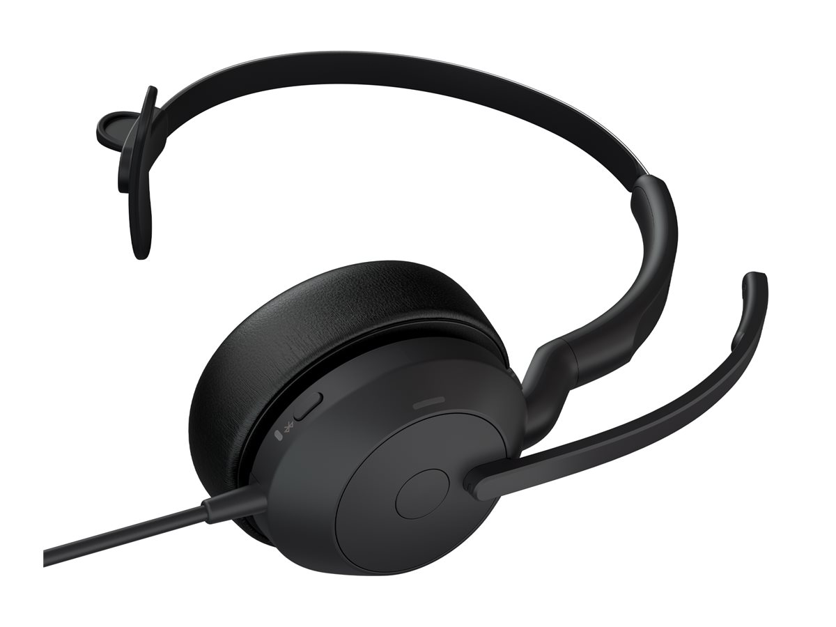 Jabra Evolve2 50 UC Mono - Micro-casque - sur-oreille - filaire - Suppresseur de bruit actif - USB-C - noir - certifié Zoom, Certifié pour Microsoft Teams, Cisco Webex Certified, Certifié Alcatel-Lucent, Certifié Unify, Certifié Google Meet, Certifié Amazon Chime - 25089-889-899 - Écouteurs