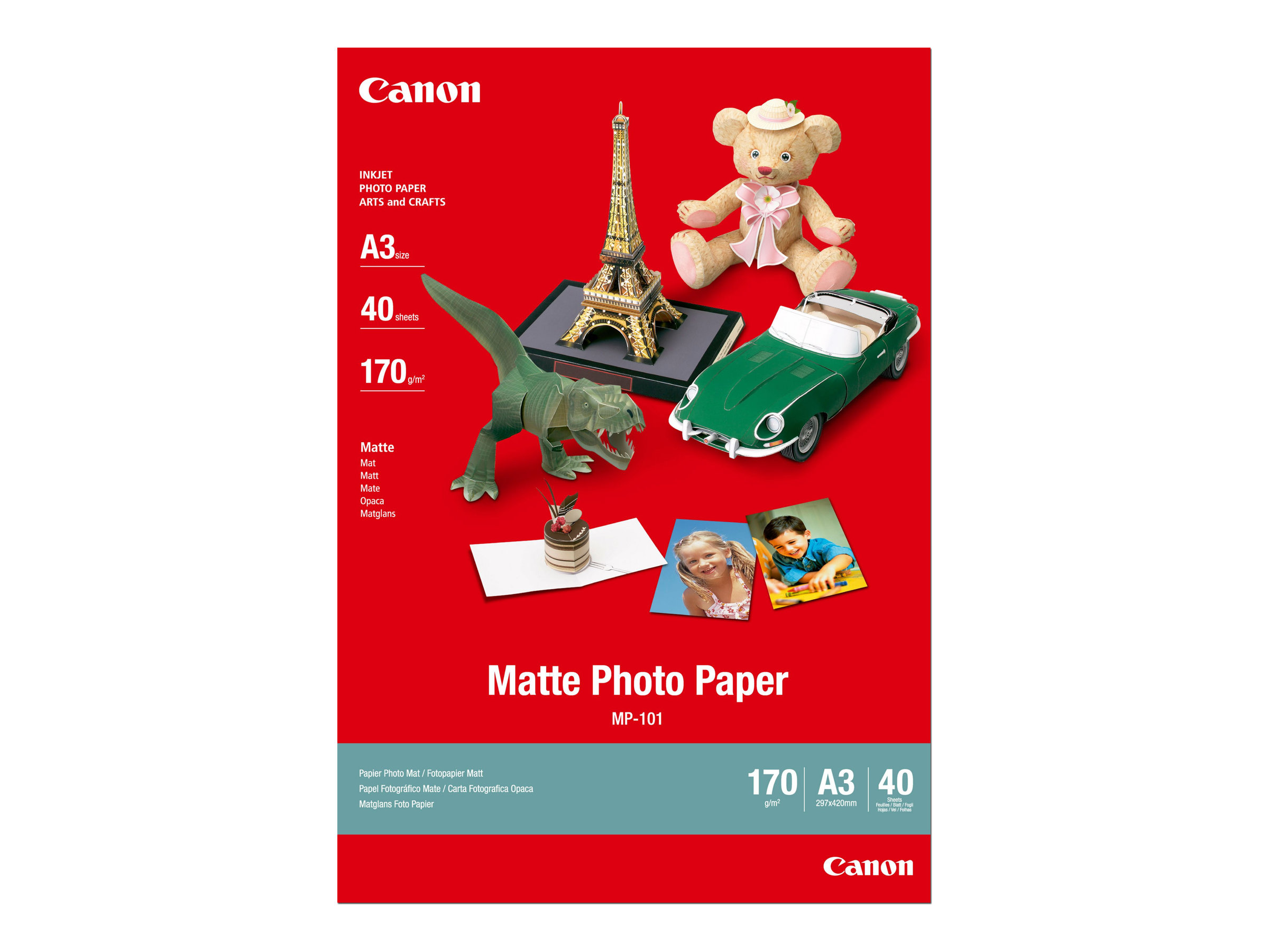 Canon MP-101 - A3 (297 x 420 mm) - 170 g/m² - 40 feuille(s) papier photo - pour i6500, 9100, 9950; PIXMA iX7000; S6300, 9000 - 7981A008 - Papier photo