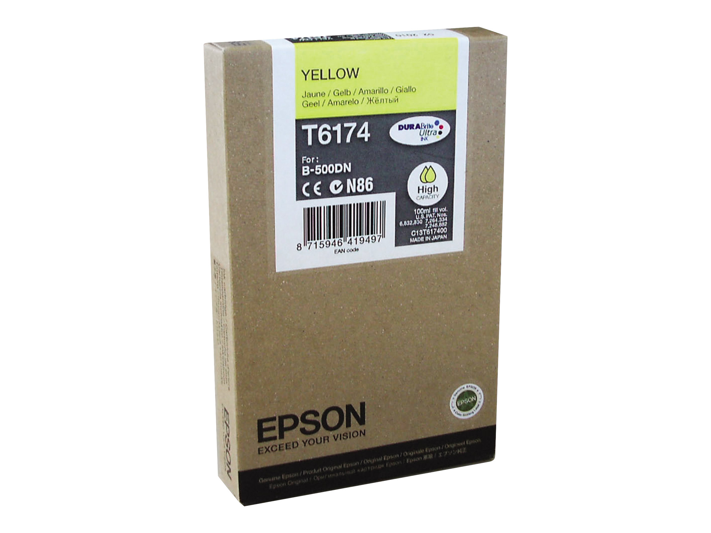 Epson T6174 - 100 ml - haute capacité - jaune - original - cartouche d'encre - pour B 500DN, 510DN - C13T617400 - Cartouches d'encre Epson