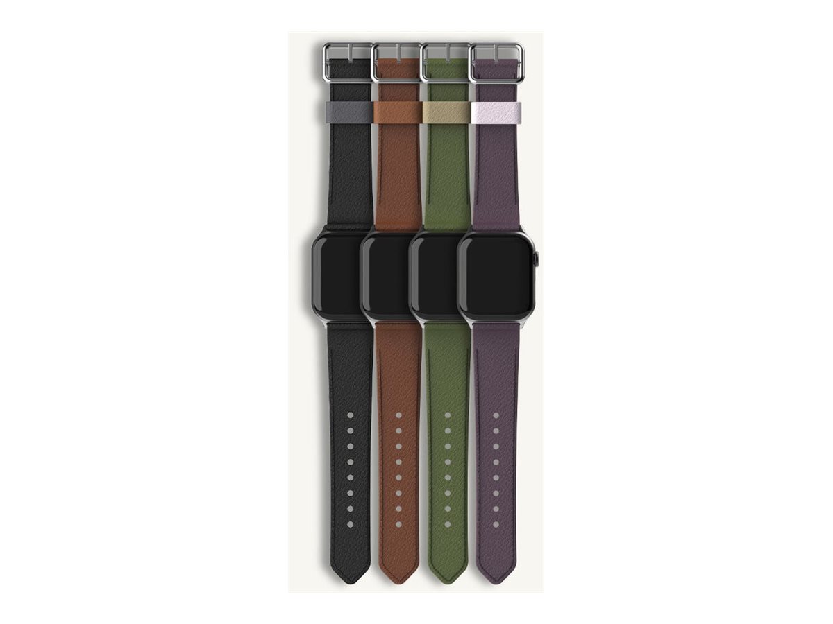 OtterBox Symmetry - Bracelet pour montre intelligente - 41/40/38 mm, cuir de cactus - noir cendré - pour Apple Watch (38 mm, 40 mm, 41 mm) - 77-95604 - Accessoires pour smart watch