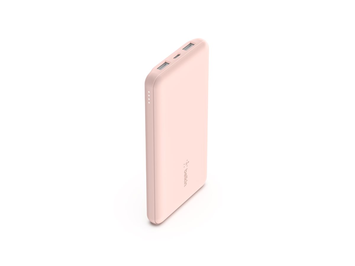 Belkin BOOST CHARGE - Banque d'alimentation - 10000 mAh - 18 Watt - 3 connecteurs de sortie (24 pin USB-C, 2 x USB) - rose gold - BPB011BTRG - Batteries et adaptateurs d'alimentation pour téléphone cellulaire