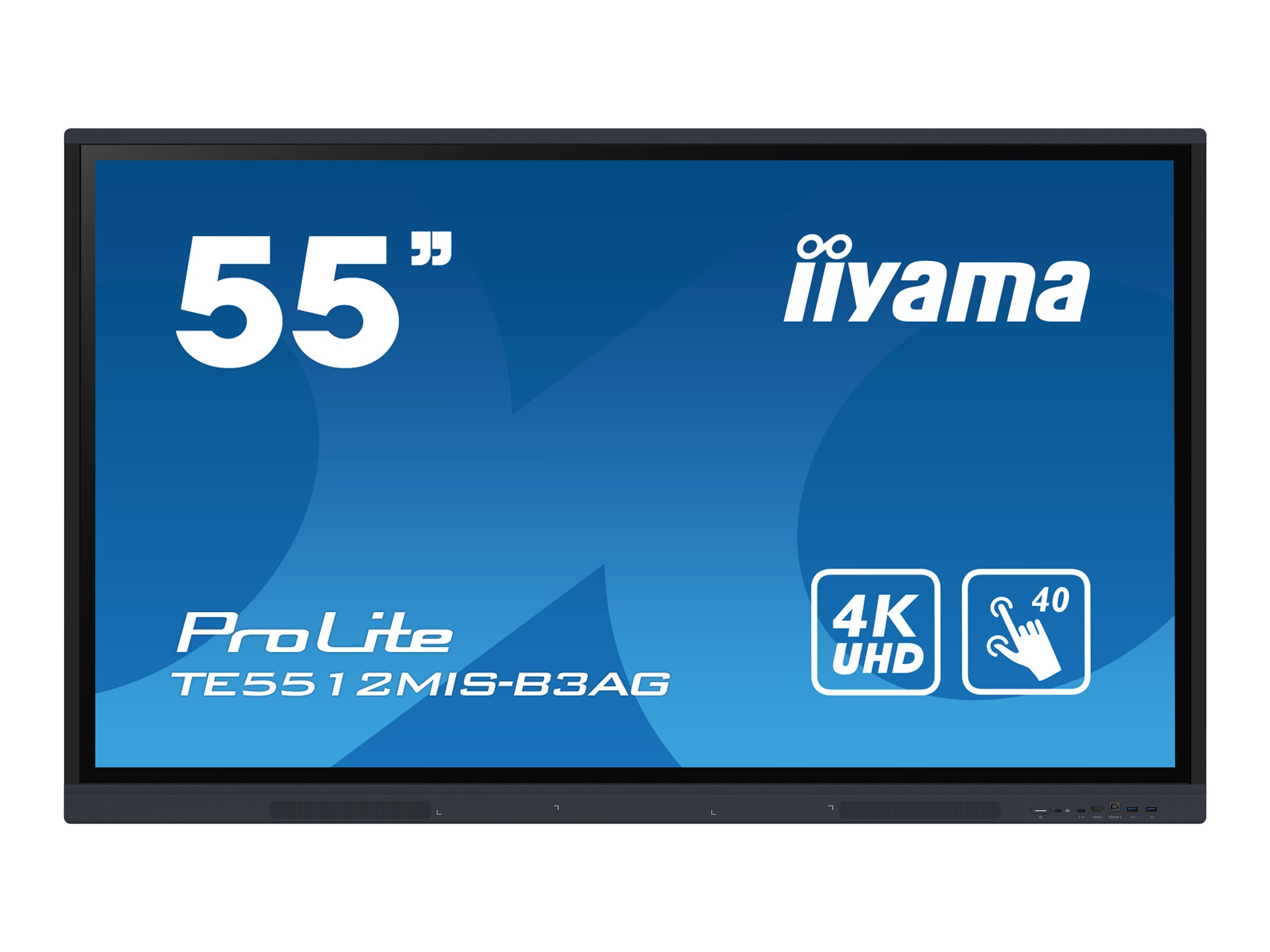 iiyama ProLite TE5512MIS-B3AG - Classe de diagonale 55" (54.6" visualisable) écran LCD rétro-éclairé par LED - signalétique numérique interactive - avec écran tactile (multi-touch) / capacité PC en option (slot-in) - 4K UHD (2160p) 3840 x 2160 - cadre noir avec finition mate - avec Module WiFi iiyama (OWM002) - TE5512MIS-B3AG - Écrans de signalisation numérique