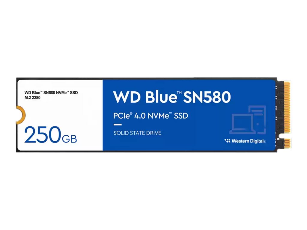 WD Blue SN580 WDS250G3B0E - SSD - 250 Go - interne - M.2 2280 - PCIe 4.0 x4 (NVMe) - WDS250G3B0E-00CHF0 - Disques SSD