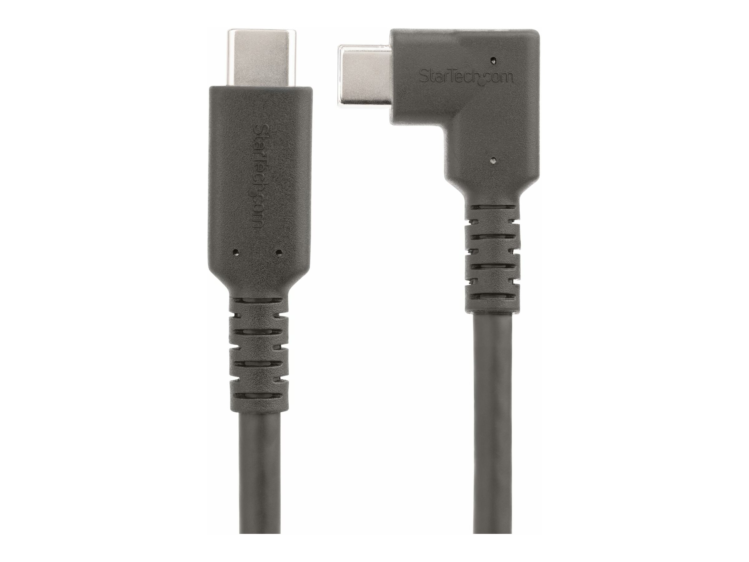 StarTech.com 3ft (1m) Rugged Right Angle USB-C Cable, USB 10 Gbps, USB C to C Data Transfer Cable, 4K 60Hz DP Alt Mode, 100W Power Delivery - 90 Degree USB-C Cable (RUSB31CC1MBR) - Câble USB - 24 pin USB-C (M) droit pour 24 pin USB-C (M) angle droit - USB 3.2 Gen 2 - 1 m - passif, support pour 4K60Hz, robuste - noir - RUSB31CC1MBR - Câbles USB