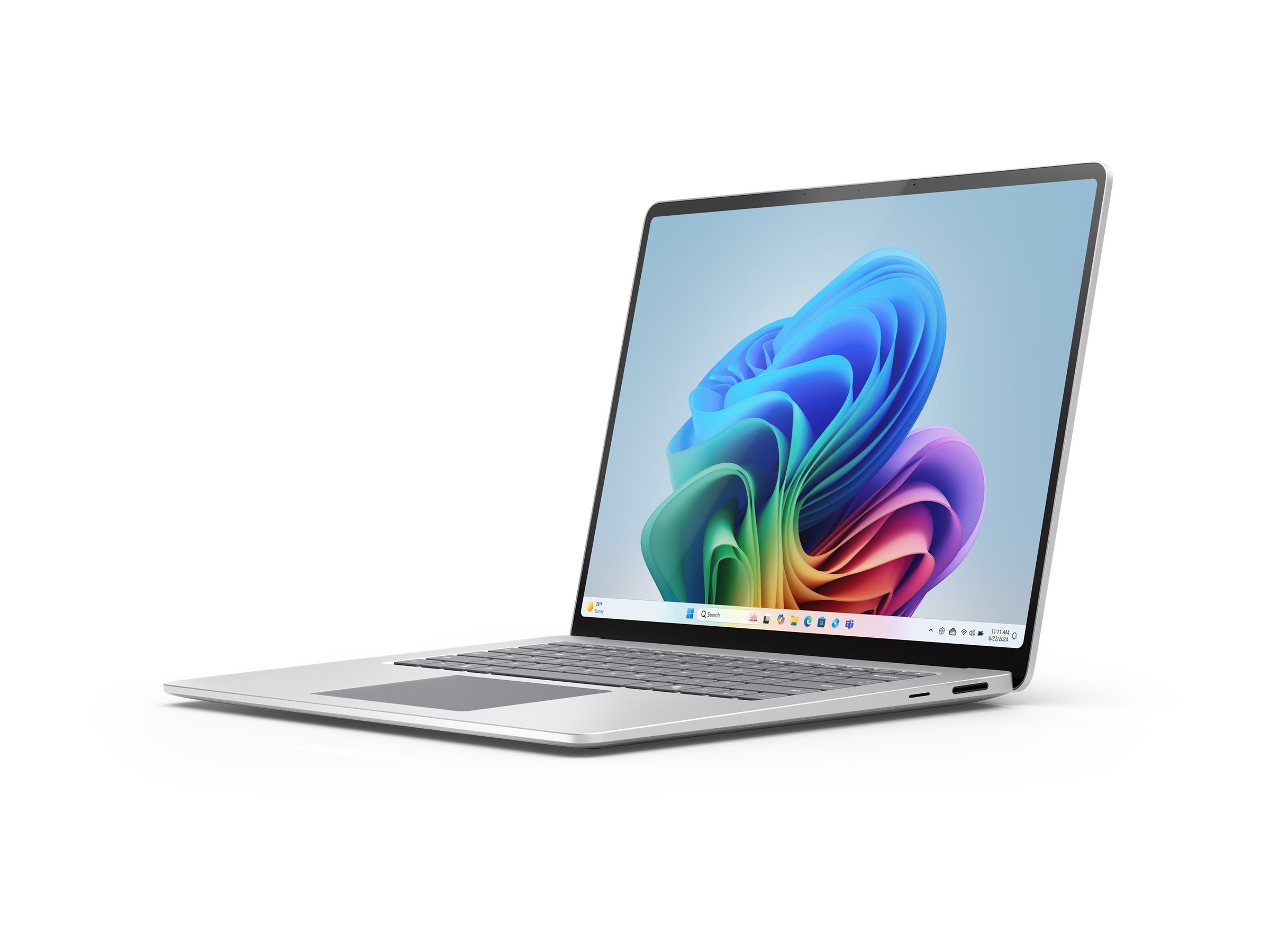 Microsoft Surface Laptop Copilot+ PC for Business - 7th Edition - Snapdragon X Elite - X1E-80-100 / jusqu'à 4 GHz - Win 11 Pro - Qualcomm Adreno - 16 Go RAM - 256 Go SSD - 15" écran tactile 2496 x 1664 @ 120 Hz - Wi-Fi 7, Bluetooth - platine - clavier : Français - ZHP-00007 - Ordinateurs portables