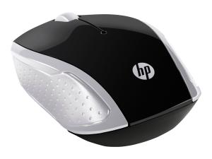 HP 200 - Souris - droitiers et gauchers - optique - sans fil - 2.4 GHz - récepteur sans fil USB - argent - pour HP 20, 22, 24, 27, 460; Pavilion 14, 15; Portable 24, 27, 590, 595, TP01 - 2HU84AA#ABB - Souris