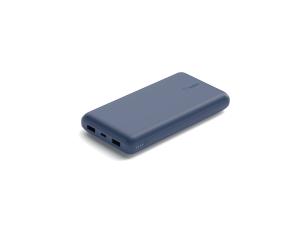 Belkin BOOST CHARGE - Banque d'alimentation - 20000 mAh - 15 Watt - 3 connecteurs de sortie (USB, 24 pin USB-C) - sur le câble : USB-C - bleu - BPB012BTBL - Banques d'alimentation