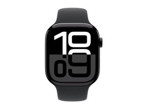 Apple Watch Series 10 (GPS) - 46 mm - aluminium noir jais - montre intelligente avec bande sport - fluoroélastomère - noir - taille du bracelet : S/M - 64 Go - Wi-Fi 4, UWB, Bluetooth - 36.4 g - MWWP3QF/A - Montres intelligentes