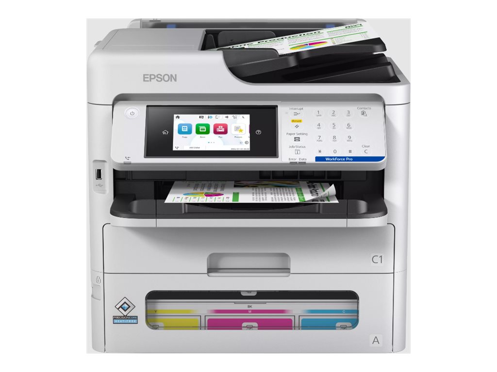 Epson WorkForce Pro EM-C800RDWF - Imprimante multifonctions - couleur - jet d'encre - A4 (210 x 297 mm) (original) - A4/Legal (support) - jusqu'à 25 ppm (impression) - 330 feuilles - 33.6 Kbits/s - USB 2.0, Gigabit LAN, Wi-Fi(ac) - C11CK19401 - Imprimantes multifonctions