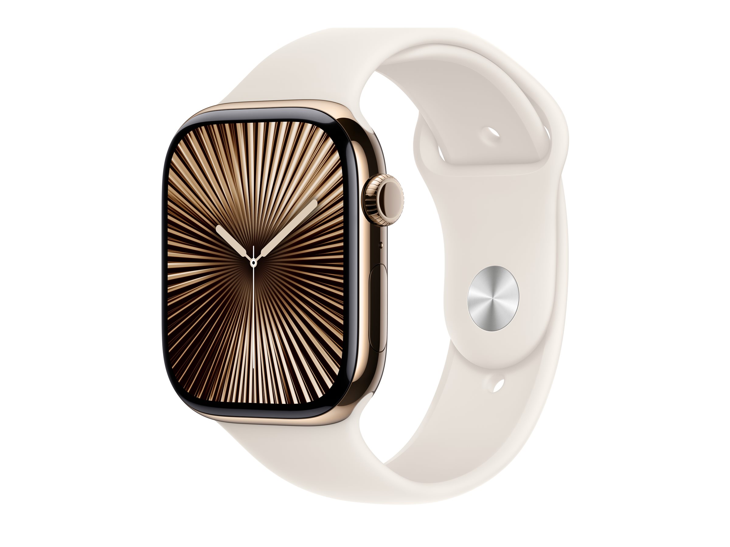 Apple Watch Series 10 (GPS + Cellular) - 46 mm - titane doré - montre intelligente avec bande sport - fluoroélastomère - droit - taille du bracelet : S/M - 64 Go - LTE, Wi-Fi 4, UWB, Bluetooth - 4G - 41.7 g - MWYX3QF/A - Montres intelligentes