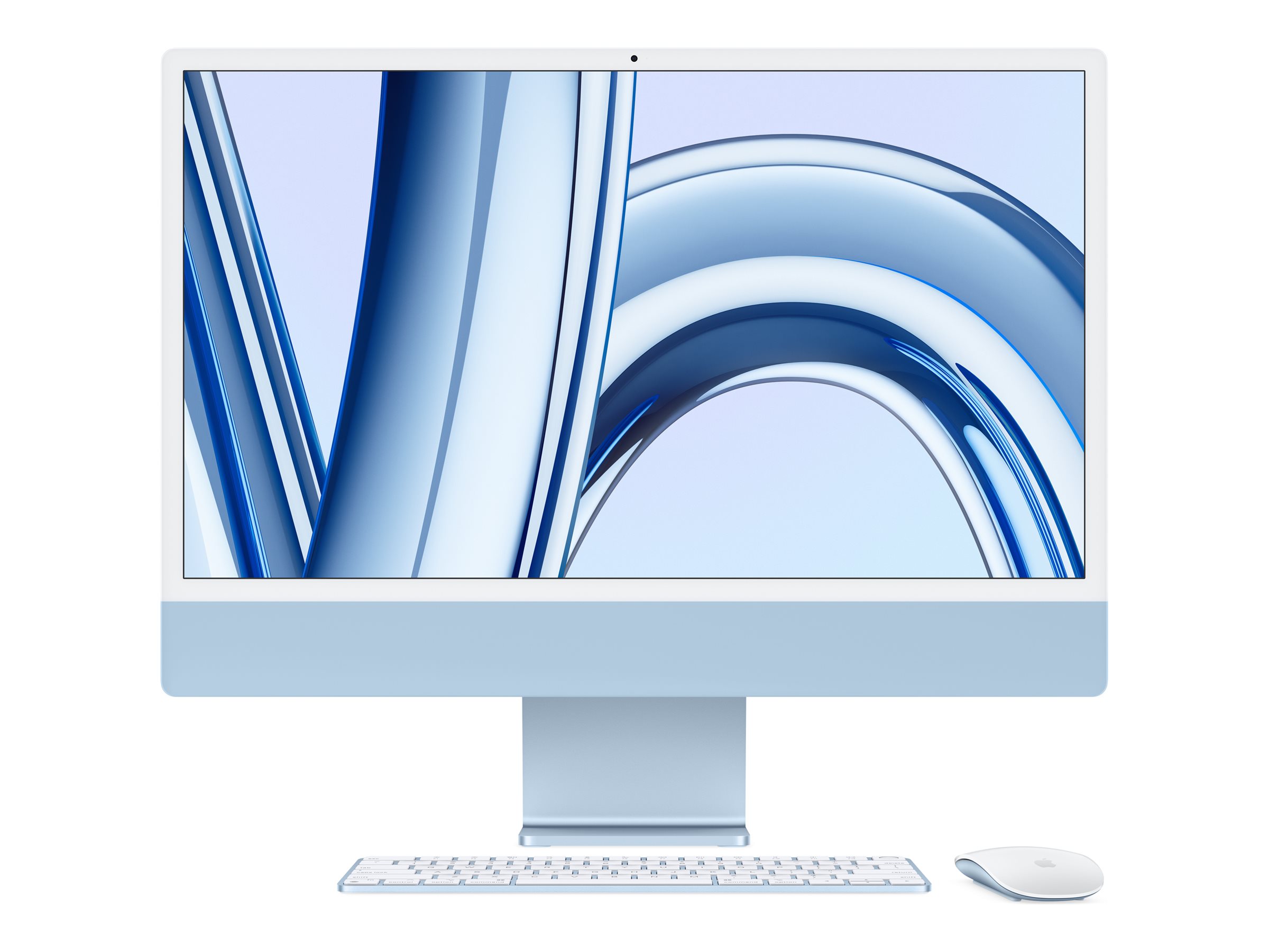 Apple iMac with 4.5K Retina display - Tout-en-un M3 jusqu'à - RAM 8 Go - SSD 256 Go - M3 10-core GPU - Gigabit Ethernet, IEEE 802.11ax (Wi-Fi 6E), Bluetooth 5.3 - Apple macOS Sonoma 14.0 - moniteur : LED 24" 4480 x 2520 (4.5K) - clavier : Français - bleu - MQRQ3FN/A - Ordinateurs de bureau