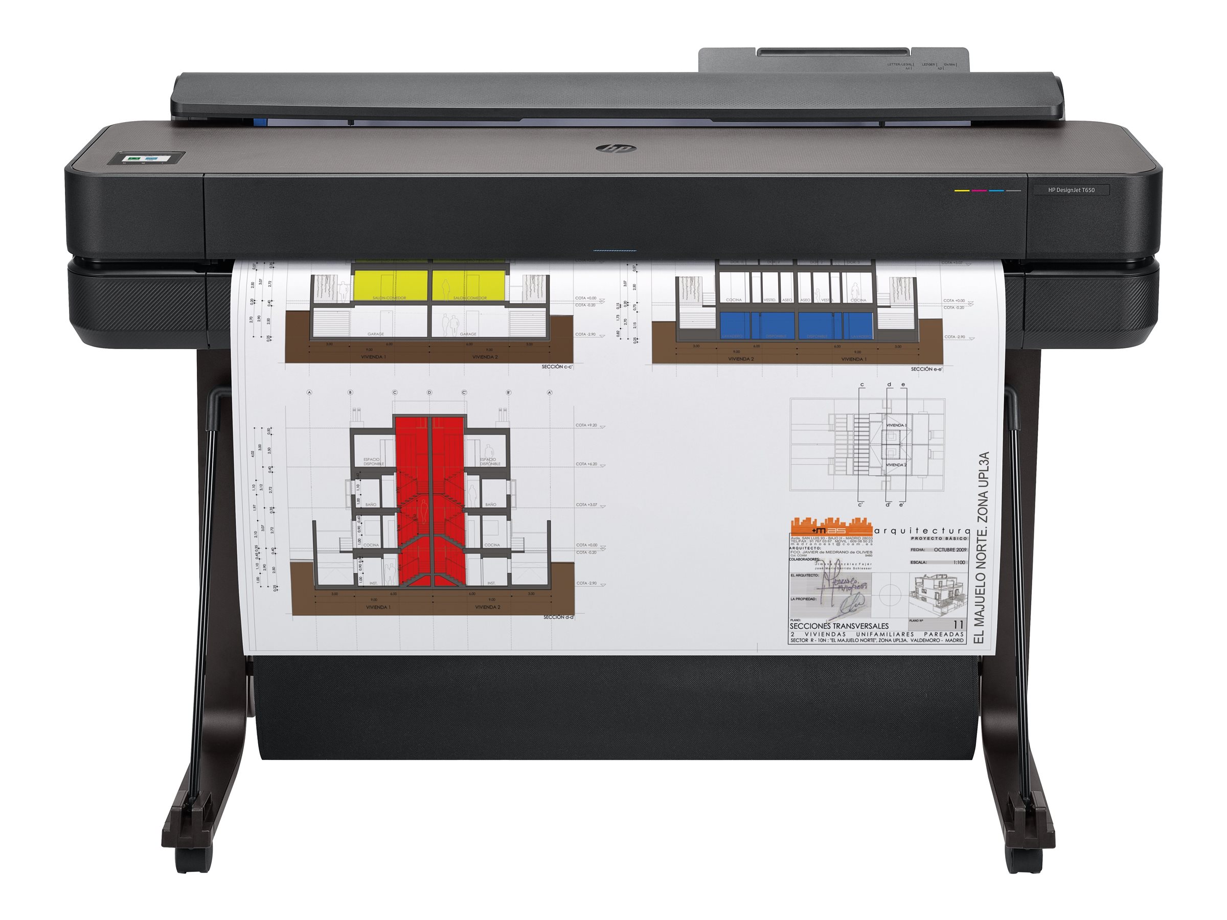 HP DesignJet T650 - 36" imprimante grand format - couleur - jet d'encre - A0, ANSI D, Rouleau (91,4 cm x 45,7 m) - 2 400 x 1 200 ppp - jusqu'à 0.42 min/page (mono) / jusqu'à 0.42 min/page (couleur) - capacité : 1 inclinaison - Gigabit LAN, USB 2.0, Wi-Fi(n) - outil de coupe - 5HB10D#B19 - Imprimantes jet d'encre