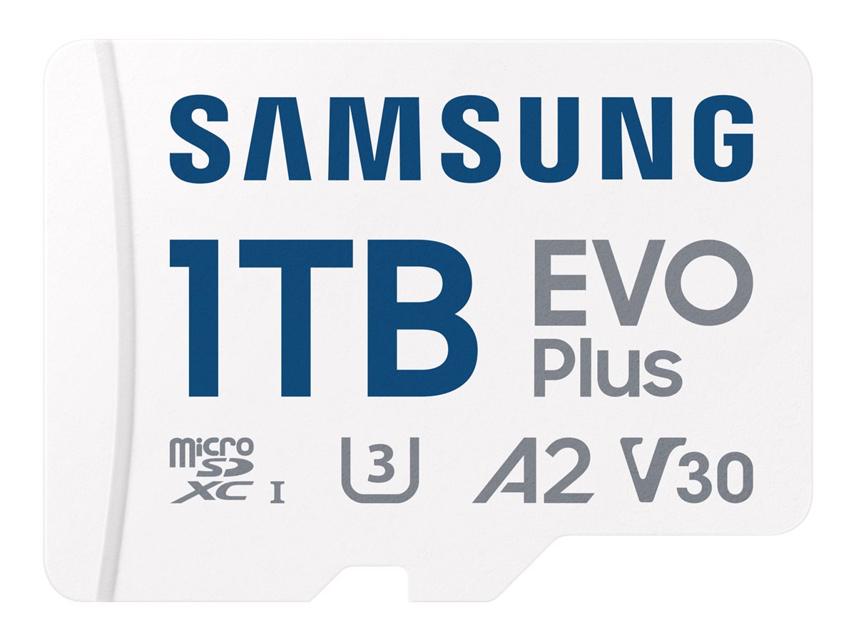 Samsung EVO Plus MB-MC1T0SA - Carte mémoire flash (adaptateur microSDXC vers SD inclus(e)) - 1 To - A2 / Video Class V30 / UHS-I U3 / Class10 - microSDXC UHS-I - MB-MC1T0SA/EU - Cartes flash