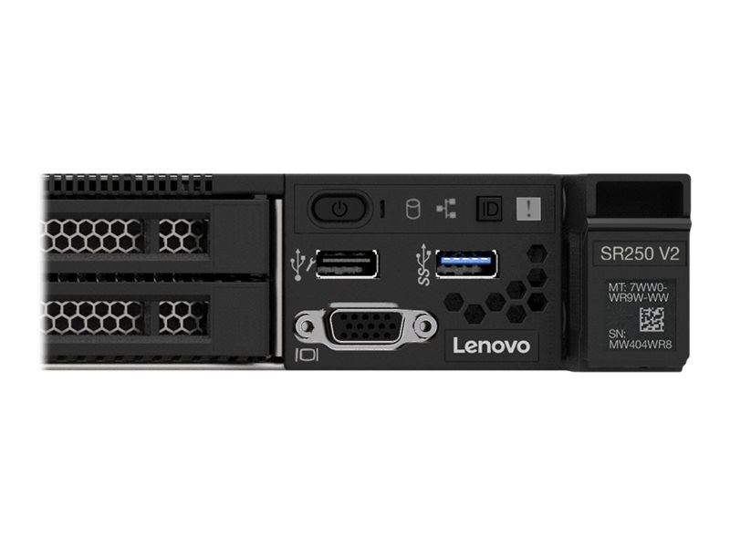 Lenovo ThinkSystem SR250 V2 7D7Q - Serveur - Montable sur rack - 1U - 1 voie - 1 x Xeon E-2378 / 2.6 GHz - RAM 16 Go - SAS - hot-swap 2.5" baie(s) - aucun disque dur - Matrox G200 - Gigabit Ethernet - Aucun SE fourni - moniteur : aucun - 7D7QA016EA - Serveurs rack