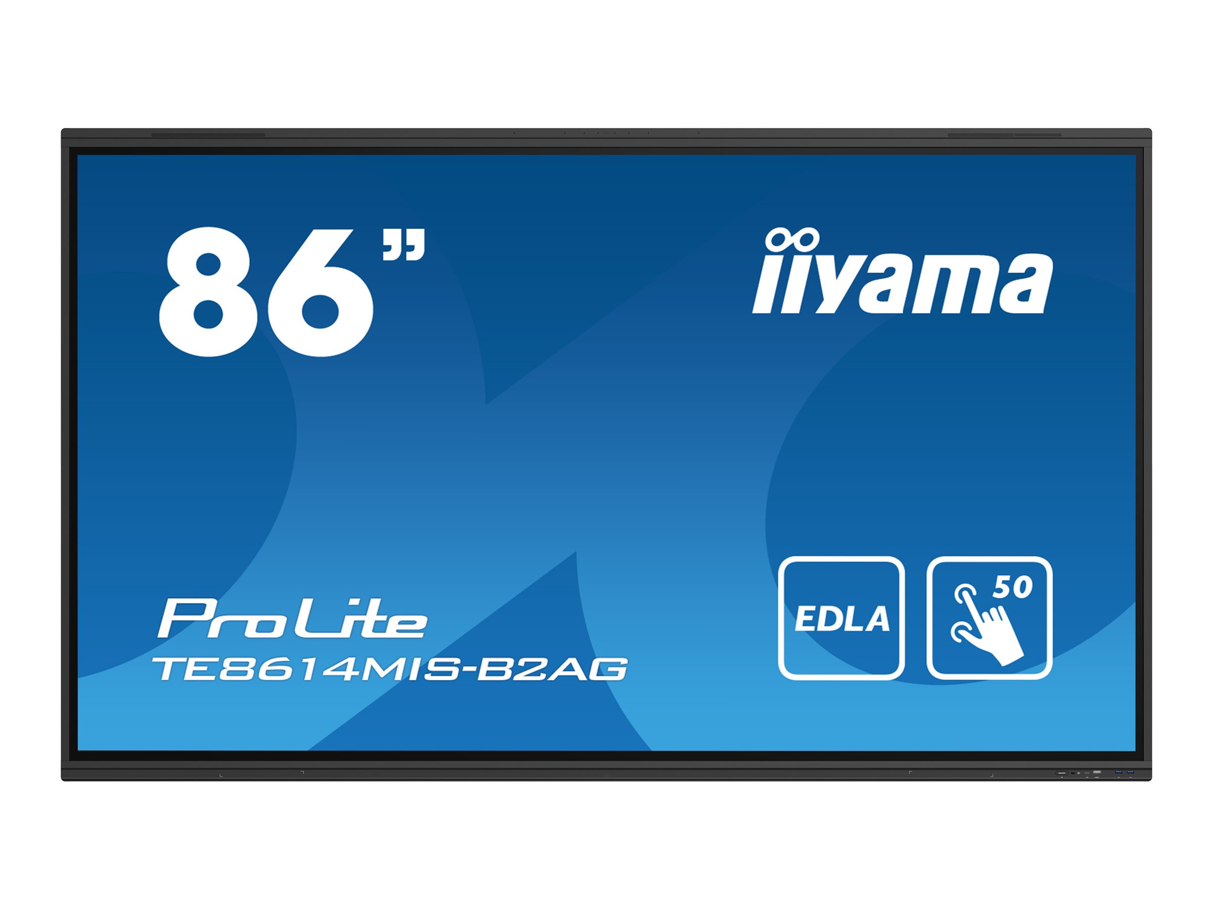 iiyama ProLite TE8614MIS-B2AG - Classe de diagonale 86" (85.6" visualisable) écran LCD rétro-éclairé par LED - signalétique numérique interactive - avec écran tactile (multi-touch) / ensemble de 8 microphones / possibilité de PC encastré en option - 4K UHD (2160p) 3840 x 2160 - noir mat - TE8614MIS-B2AG - Écrans de signalisation numérique