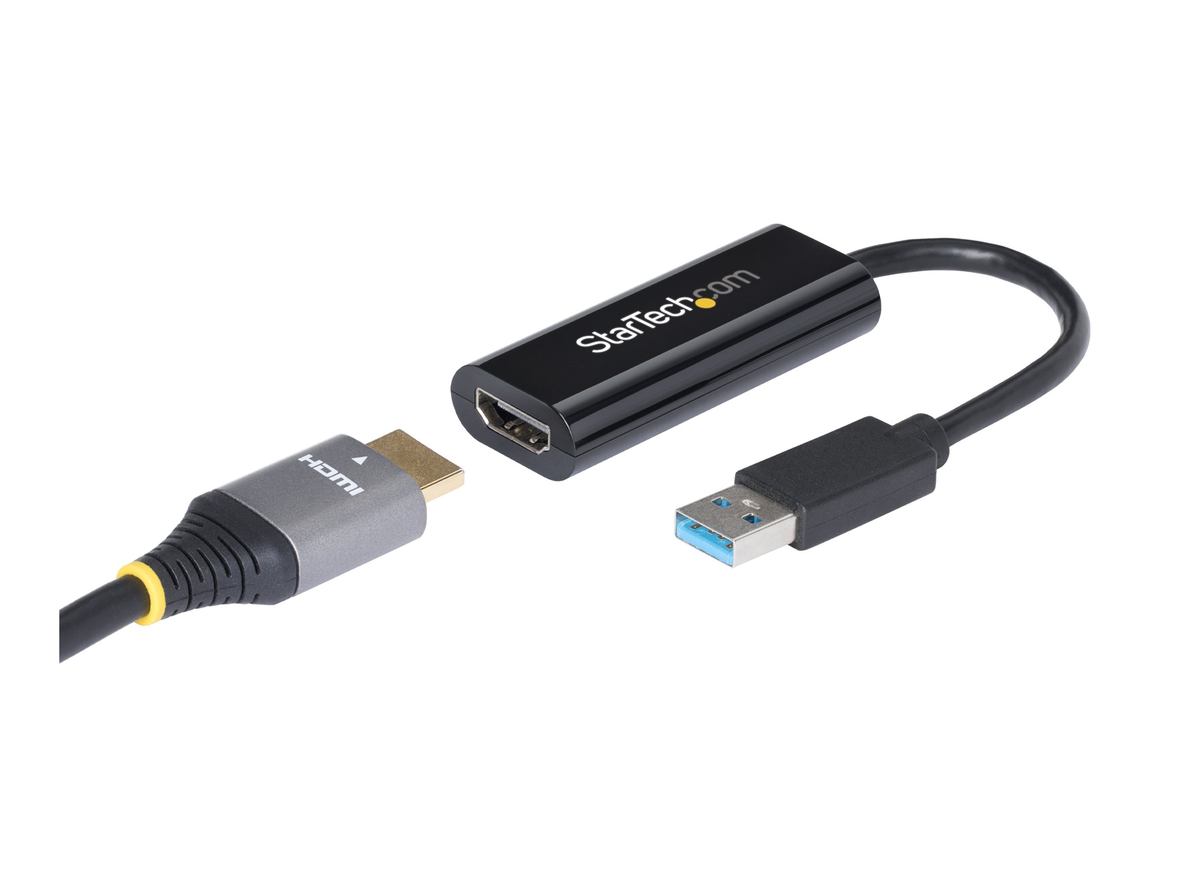 StarTech.com Adaptateur USB vers HDMI - Carte graphique externe - USB 3.0 - Slim - 1080p - Adaptateur multi-écrans - Câble adaptateur - Conformité TAA - USB type A mâle pour HDMI femelle - 19 cm - noir - support 1080p - pour P/N: HDDVIMM3, HDMM12, HDMM15, HDMM1MP, HDMM2MP, HDMM3, HDMM3MP, HDMM50A, HDMM6, HDPMM50 - USB32HDES - Accessoires pour systèmes audio domestiques