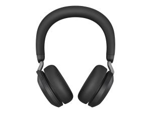 Jabra Evolve2 75 - Micro-casque - sur-oreille - Bluetooth - sans fil - Suppresseur de bruit actif - USB-C - isolation acoustique - noir - Optimisé pour la CU - 27599-989-899 - Écouteurs