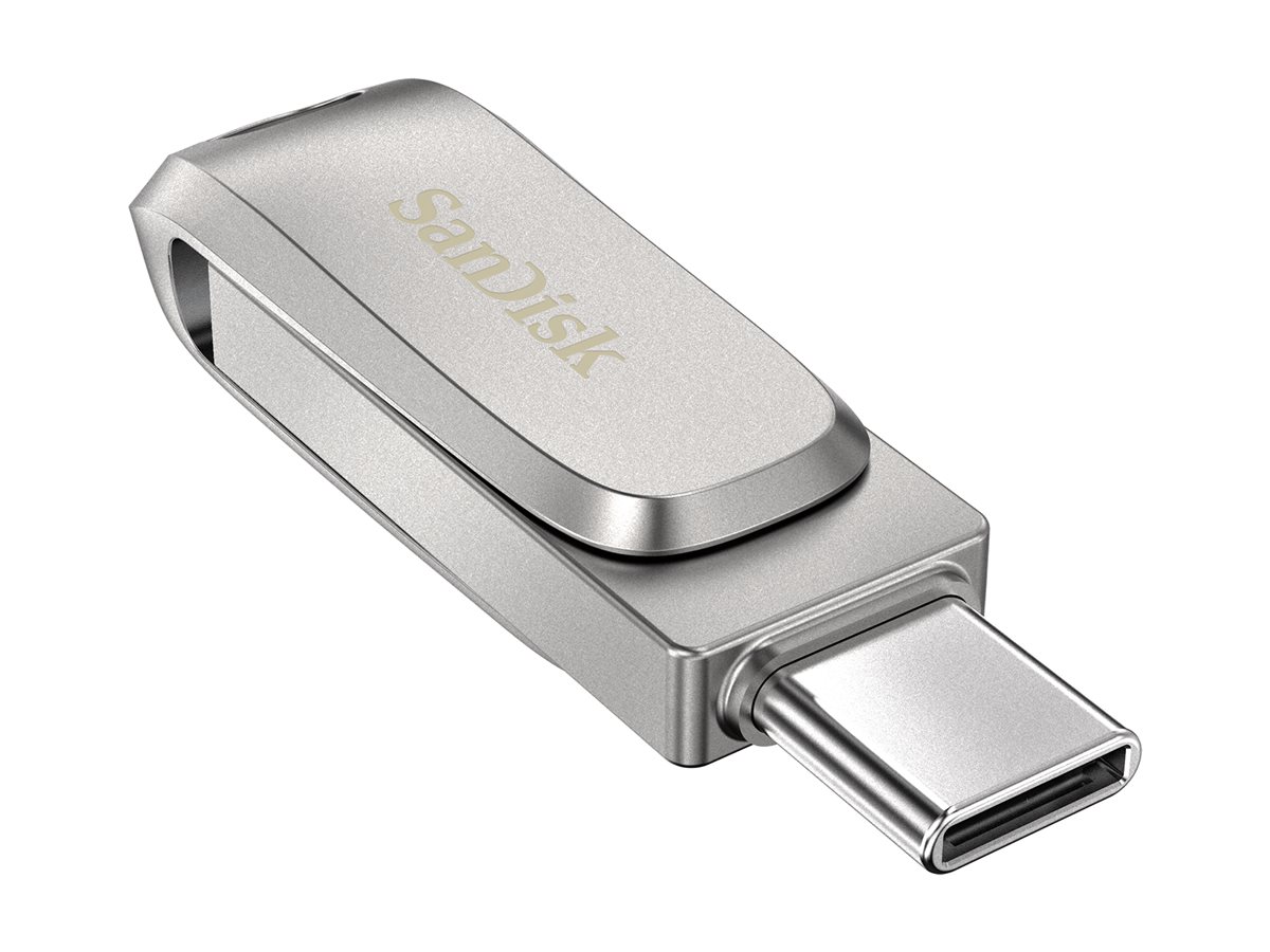 SanDisk Ultra Dual Drive Luxe - Clé USB - 256 Go - USB 3.1 Gen 1 / USB-C - argent - SDDDC4-256G-G46 - Lecteurs flash