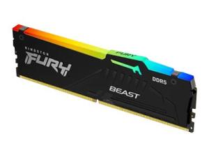 Kingston FURY Beast RGB - DDR5 - module - 16 Go - DIMM 288 broches - 5200 MHz / PC5-41600 - CL36 - 1.25 V - mémoire sans tampon - on-die ECC - noir - KF552C36BBEA-16 - DDR5