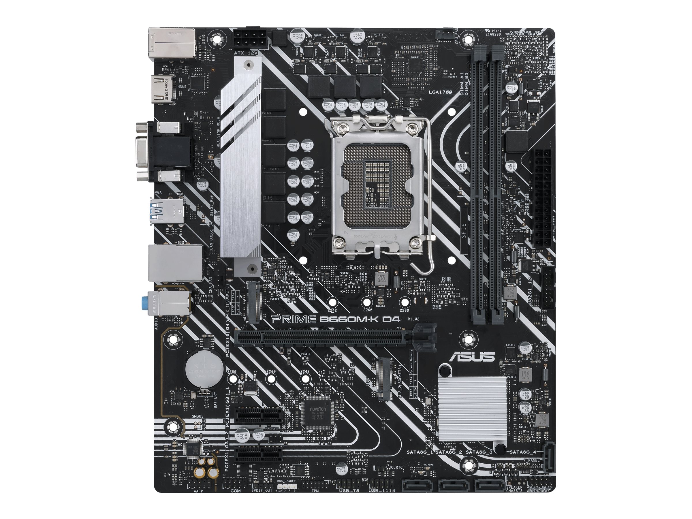 ASUS PRIME B660M-K D4 - Carte-mère - micro ATX - Socket LGA1700 - B660 Chipset - USB 3.2 Gen 1 - Gigabit LAN - carte graphique embarquée (unité centrale requise) - audio HD (8 canaux) - 90MB1950-M1EAY0 - Cartes mères (pour processeurs Intel)
