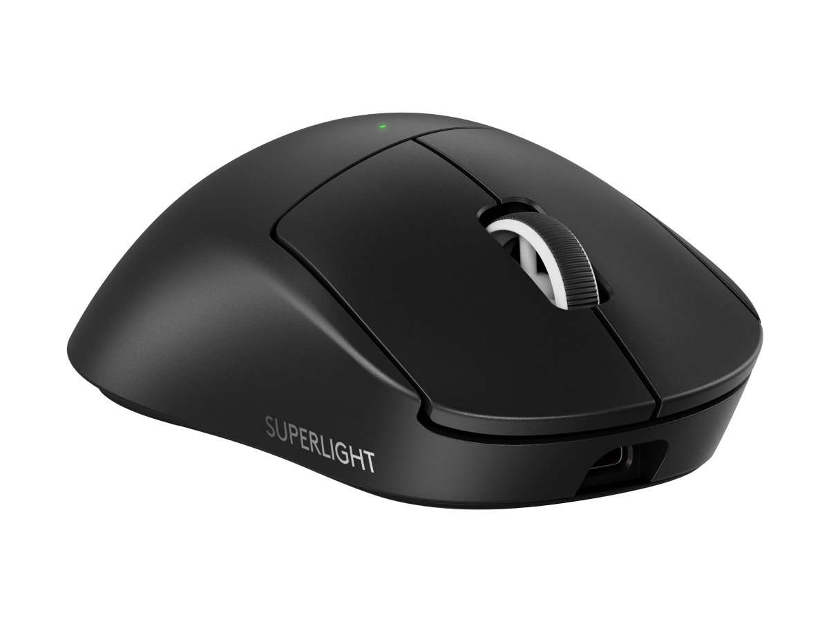 Logitech G PRO X SUPERLIGHT 2 DEX - Souris - ergonomique - pour droitiers - optique - 5 boutons - sans fil, filaire - 2.4 GHz, USB - noir - 910-007357 - Souris