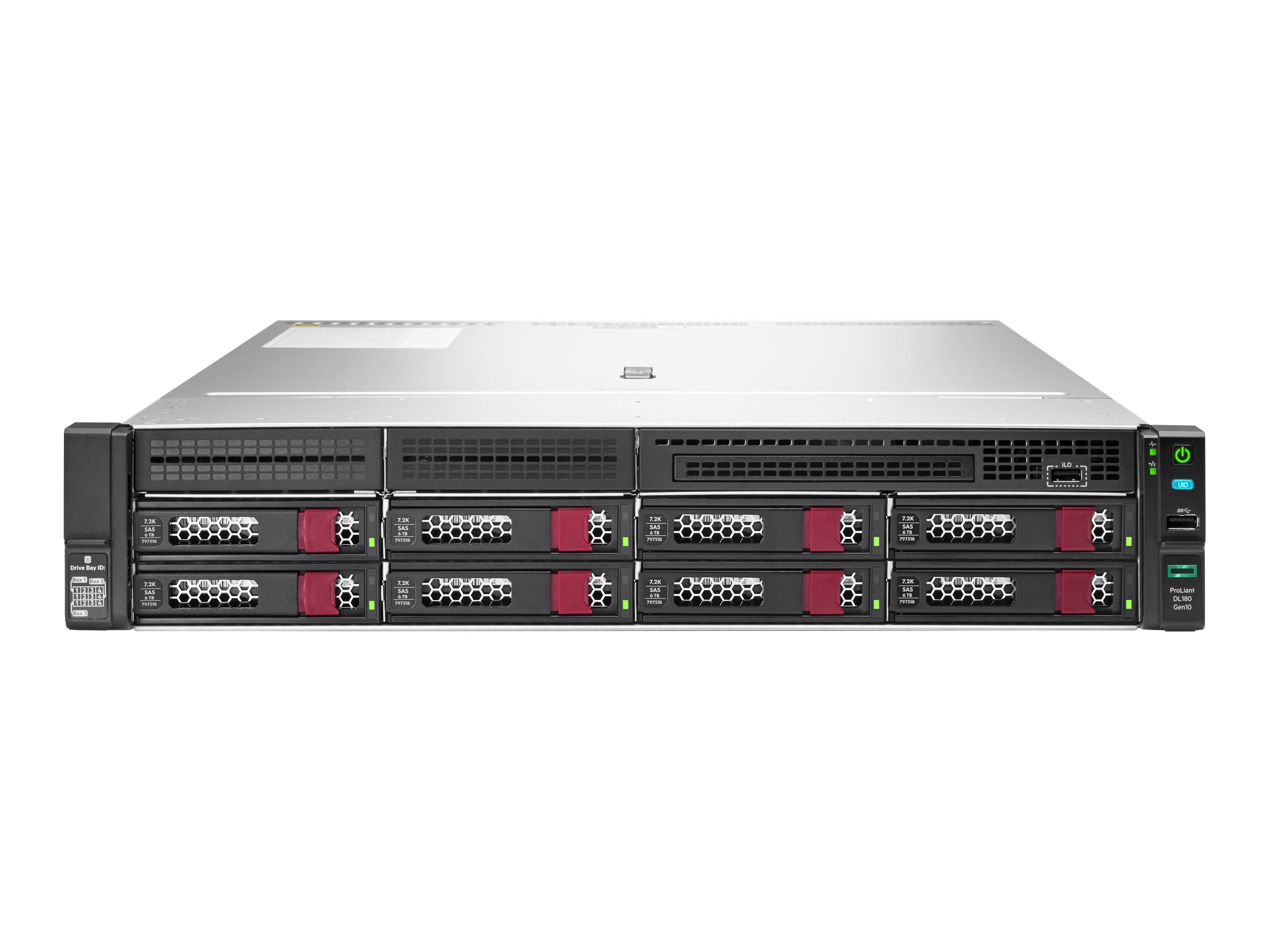 HPE ProLiant DL180 Gen10 - Serveur - Montable sur rack - 2U - 2 voies - pas de processeur - RAM 0 Go - hot-swap 3.5" baie(s) - aucun disque dur - Gigabit Ethernet - moniteur : aucun - CTO - 879515-B21 - Serveurs rack