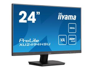 iiyama ProLite XU2494HSU-B6 - Écran LED - 24" (23.8" visualisable) - 1920 x 1080 Full HD (1080p) @ 100 Hz - VA - 250 cd/m² - 4000:1 - 1 ms - HDMI, DisplayPort - haut-parleurs - noir mat - XU2494HSU-B6 - Écrans d'ordinateur