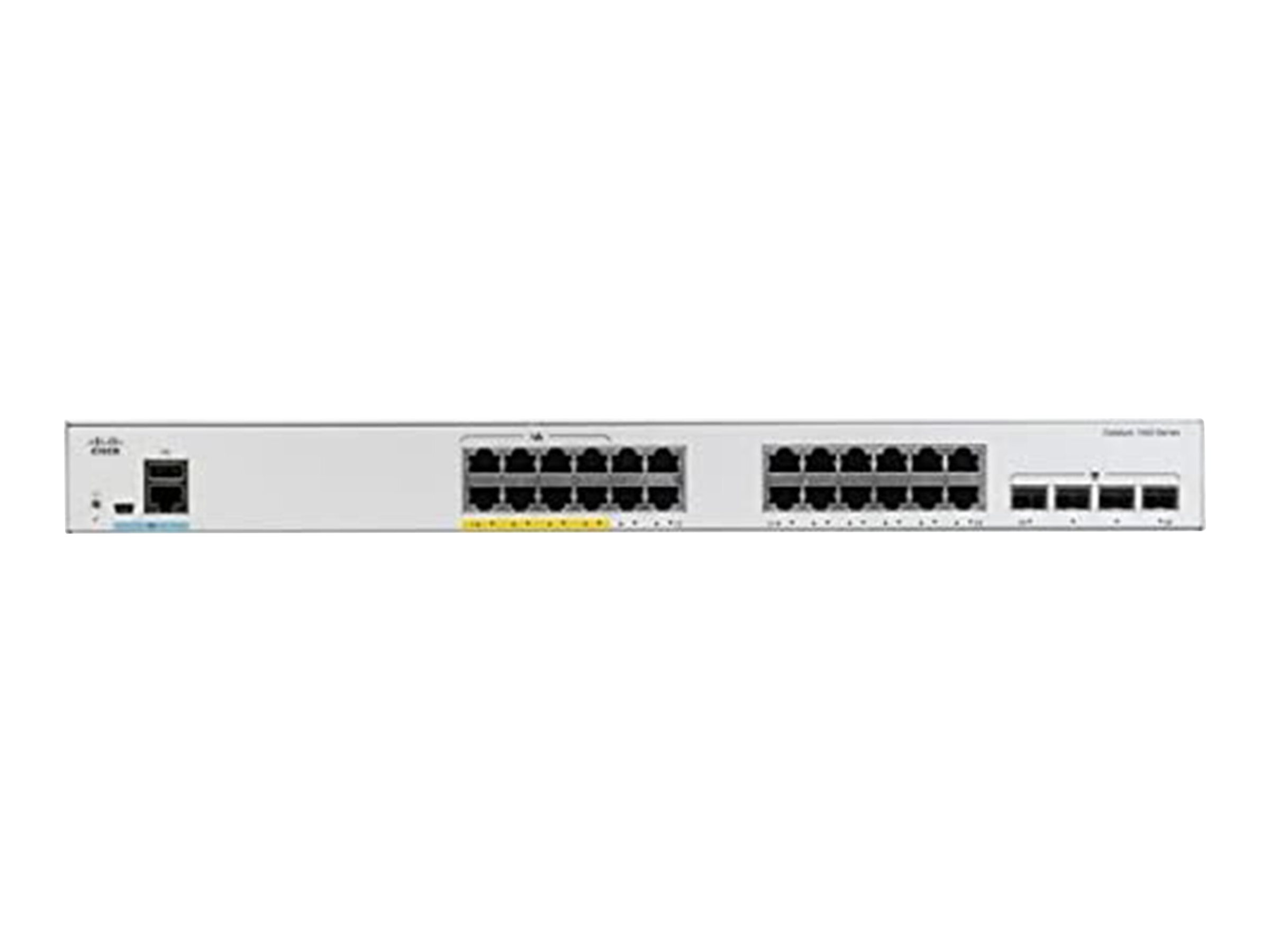 Cisco Catalyst 1000-24FP-4G-L - Commutateur - Géré - 24 x 10/100/1000 (PoE+) + 4 x Gigabit SFP (liaison montante) - Montable sur rack - PoE+ (370 W) - C1000-24FP-4G-L - Concentrateurs et commutateurs gigabit
