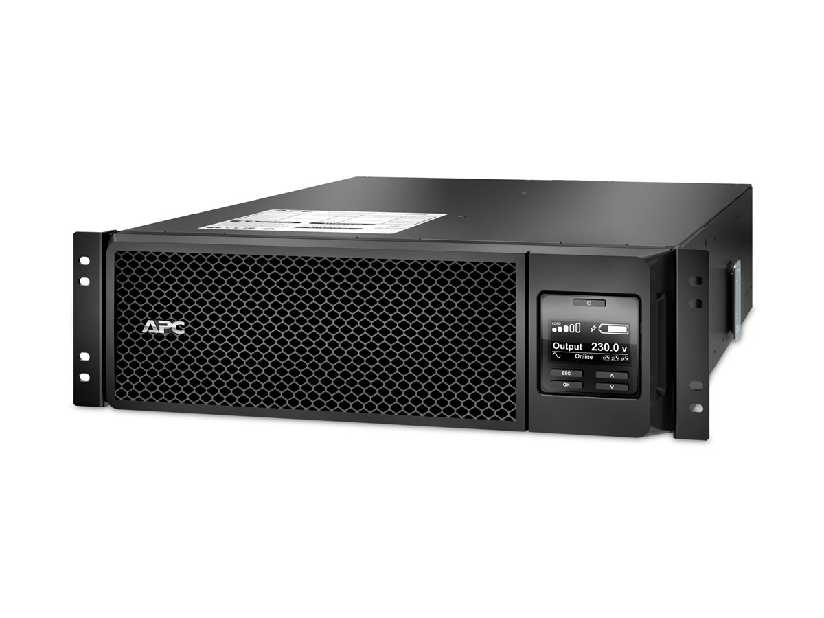 APC Smart-UPS SRT 5000VA RM - Onduleur (rack-montable) - CA 230 V - 4500 Watt - 5000 VA - Ethernet 10/100, USB - connecteurs de sortie : 12 - 3U - noir - pour P/N: AR2487G, AR3100W, AR3103SP, AR3105SP, AR3105W, AR3106SP, AR3300W, AR3305W, NBWL0356A - SRT5KRMXLI-6W - UPS montables sur rack