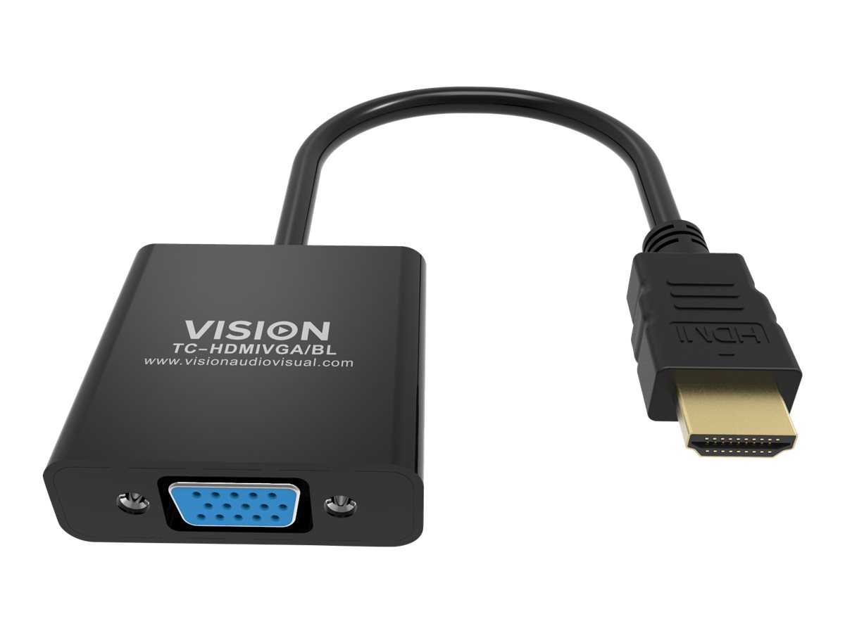 VISION Professional - Adaptateur vidéo - HDMI mâle pour HD-15 (VGA) femelle - 23 cm - noir - support 1080p - TC-HDMIVGA/BL - Accessoires pour téléviseurs